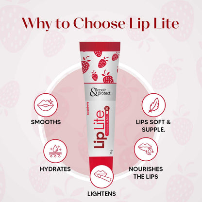 Lip Lite Strawberry Moisturising Lip Balm 15g (Pack of 8)