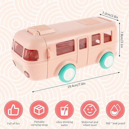 Contemporary 2-in-1 Toy Bus for Kids with Water Bottle,Bus Shaped with Movable Wheels Drinking Water Bottle for School | Picnic Bottle | Sipper Bottle Leak Proof